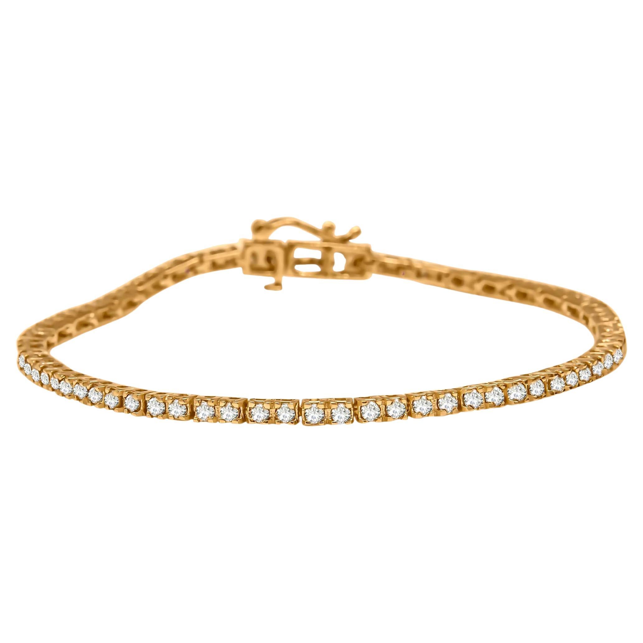 Bracelet tennis en or jaune 10 carats sur argent avec diamant champagne de 2,0 carats