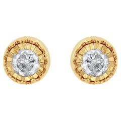 10K Yellow Gold over Silver 3/8 Carat Diamond Miracle Set Stud Earrings