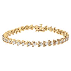 10K Yellow Gold Over Silver 3.0 Carat Diamond Triangle Link Tennis Bracelet