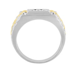 10K Yellow Gold Over Silver Diamond Accent 3 Stone Gentlemen's Fashion Ring