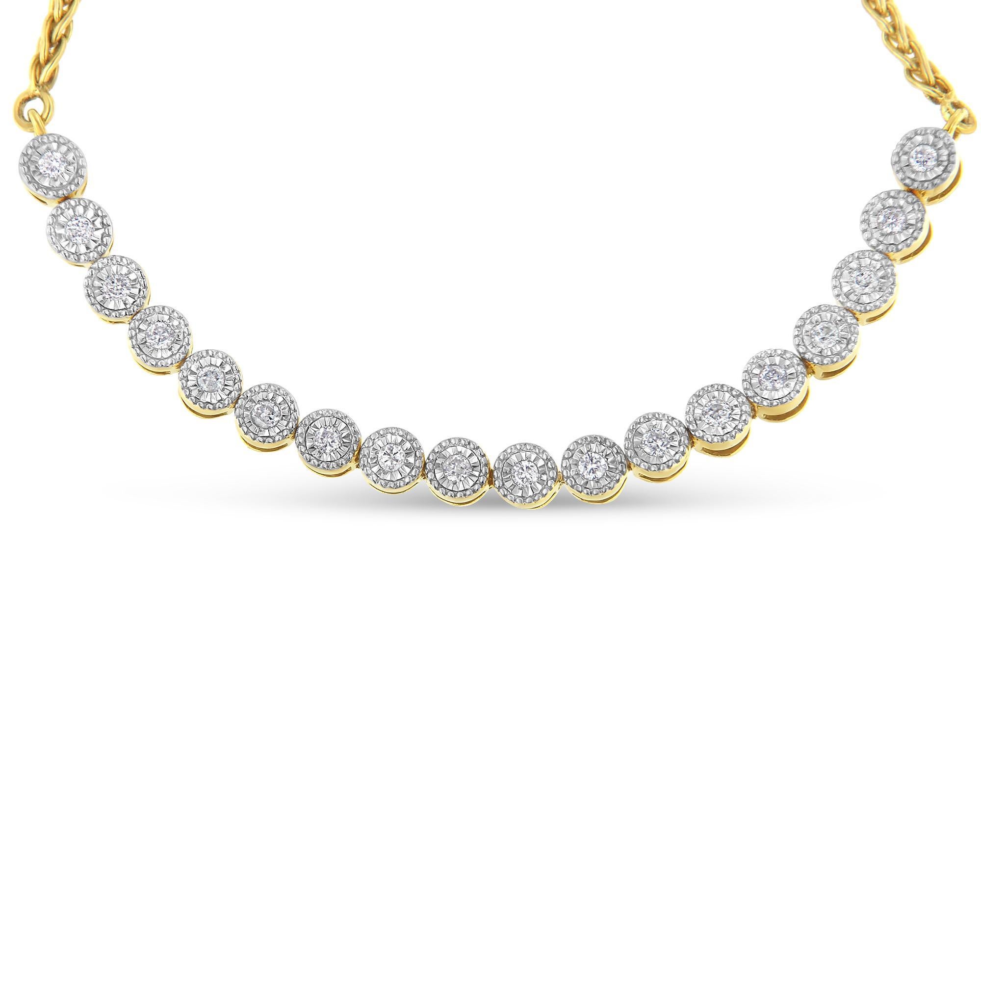 Moderne Bracelet Bolo réglable en or jaune 10K et argent serti de diamants en vente