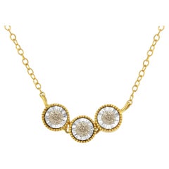10K Yellow Gold Over Sterling-Silver 1/4 cttw Champagne Diamond 3 Stone Necklace