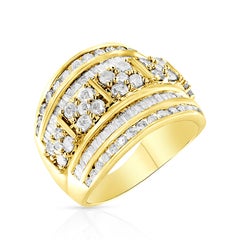 10k Yellow Gold over Sterling Silver 2.0 Carat Diamond Cocktail Fashion Ring