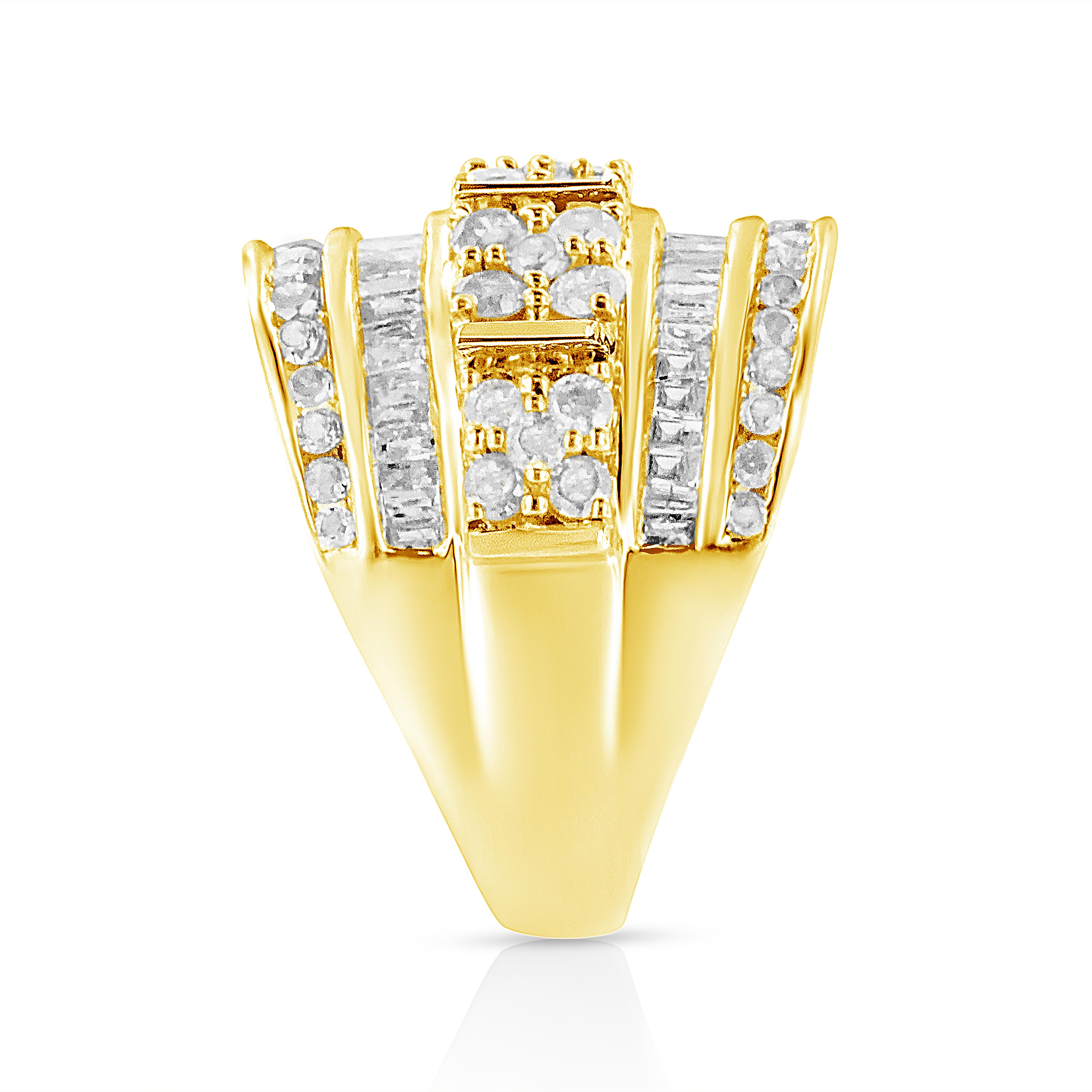 For Sale:  10k Yellow Gold over Sterling Silver 2.0 Carat Diamond Cocktail Fashion Ring 5