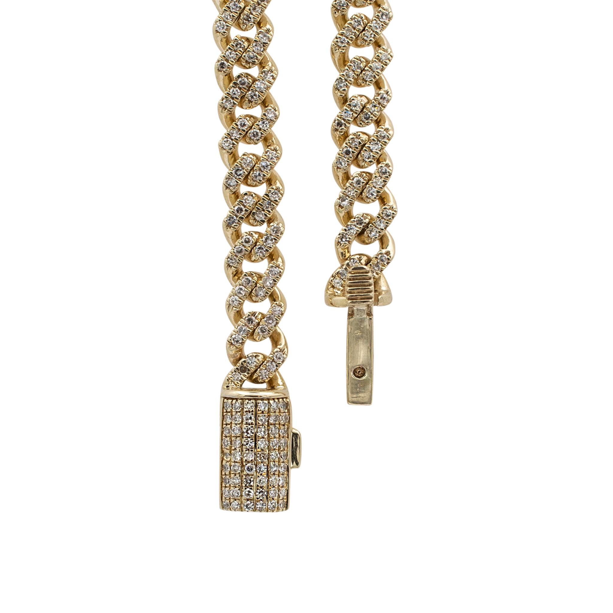 10K Yellow Gold Pave Diamond Miami Cuban Link Chain 5.80MM In Excellent Condition For Sale In Houston, TX