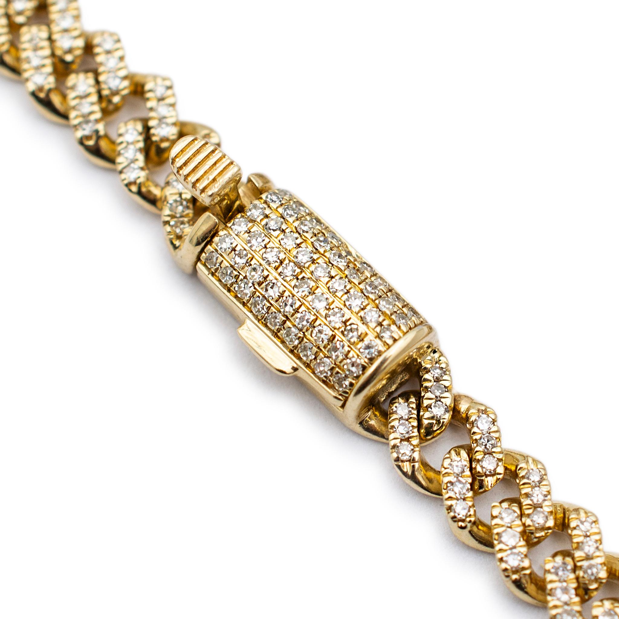Single Cut 10K Yellow Gold Pave Diamond Miami Cuban Link Chain 5.80MM For Sale