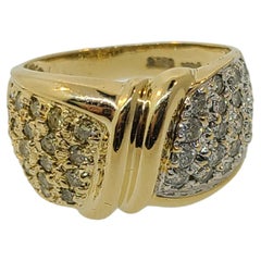 10k Yellow Gold Pave Set Cluster Ring with White and Champagne Diamonds