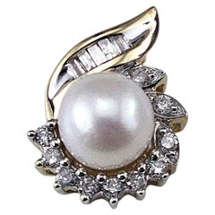 10K Yellow Gold Pearl and Diamond Pendant #24386