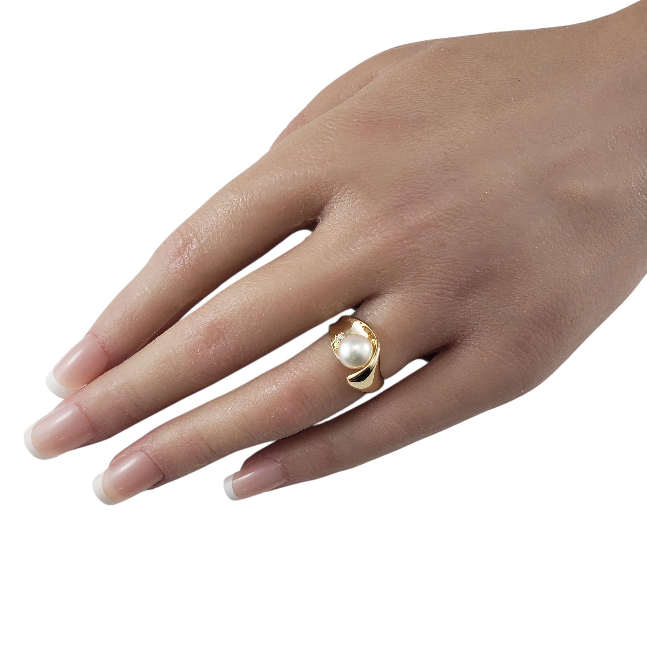 10K Yellow Gold Pearl and Diamond Ring Size 6 #22821 For Sale 1