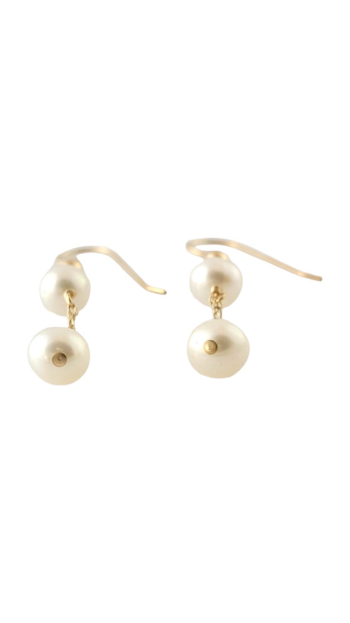 Bead 10K Yellow Gold Pearl Dangle Earrings #16914 For Sale