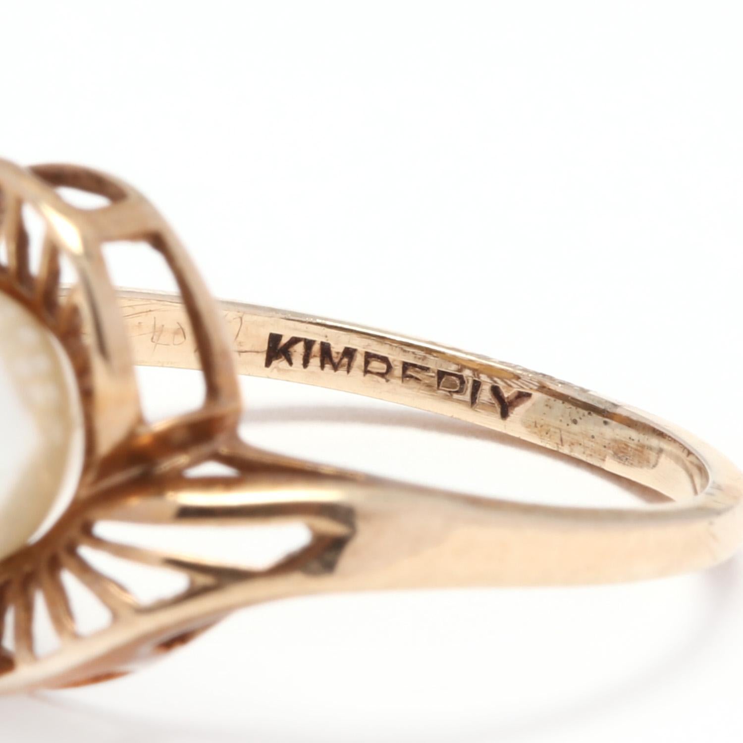 Women's or Men's 10 Karat Yellow Gold and Pearl Swirl Ring