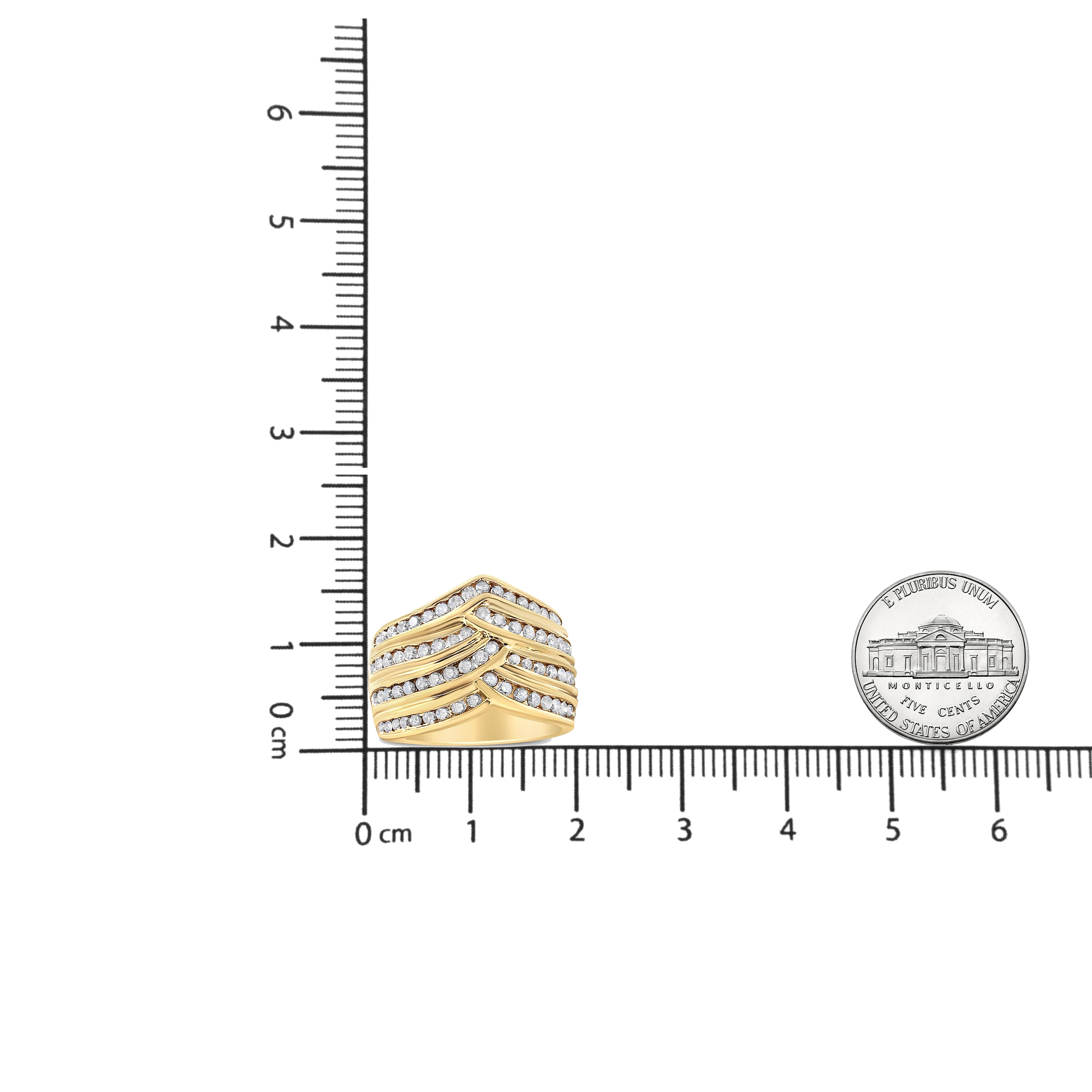 Bracelet en argent sterling plaqué or jaune 10K 1 1/2 Cttw Diamond Channel Band Pour femmes en vente