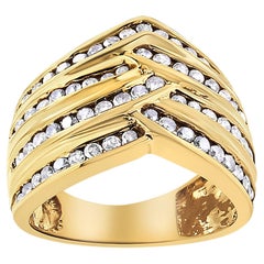 10K Yellow Gold Plated .925 Sterling Silver 1 1/2 Cttw Diamond Channel Band