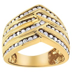 Bague en argent sterling plaqué or jaune 10K 1 1/2 Cttw Diamond Channel Band