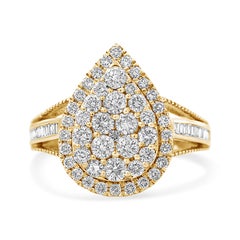 10K Gelbgold vergoldet .925 Sterlingsilber 1 1/2 Cttw Diamant-Cocktailring