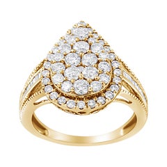 10K Gelbgold vergoldet .925 Sterlingsilber 1 1/2 Cttw Diamant-Cocktailring