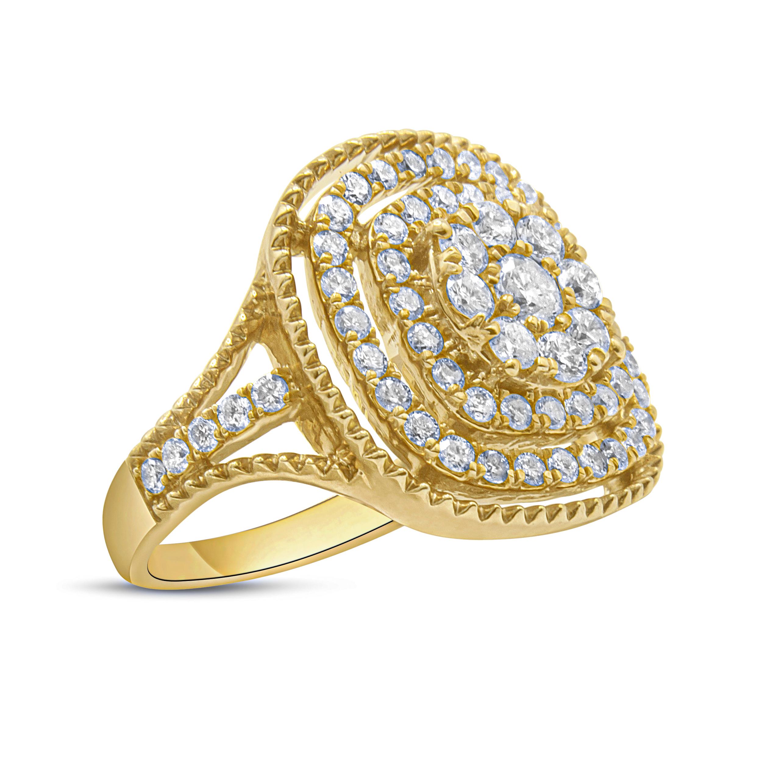 For Sale:  10K Yellow Gold Plated .925 Sterling Silver 1 1/4 Carat Diamond Cocktail Ring 2