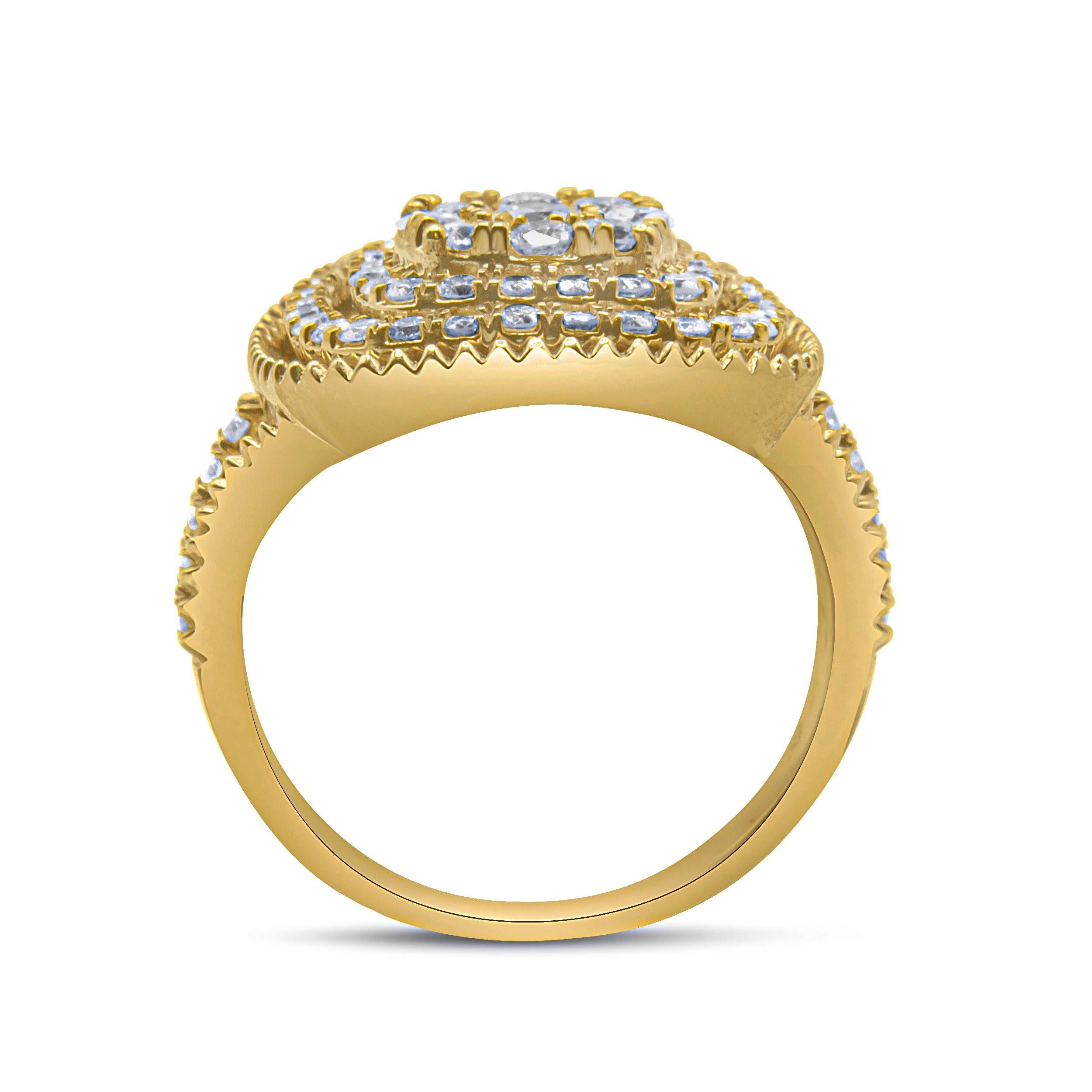 For Sale:  10K Yellow Gold Plated .925 Sterling Silver 1 1/4 Carat Diamond Cocktail Ring 5