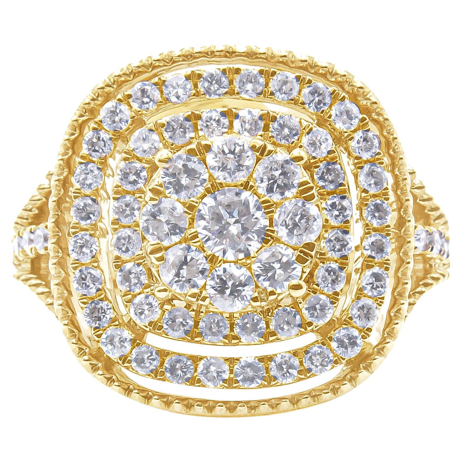 10K Yellow Gold Plated .925 Sterling Silver 1 1/4 Carat Diamond Cocktail Ring