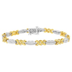 10K Gelbgold vergoldet .925 Sterlingsilber 1/2 cttw Diamant X Gliederarmband