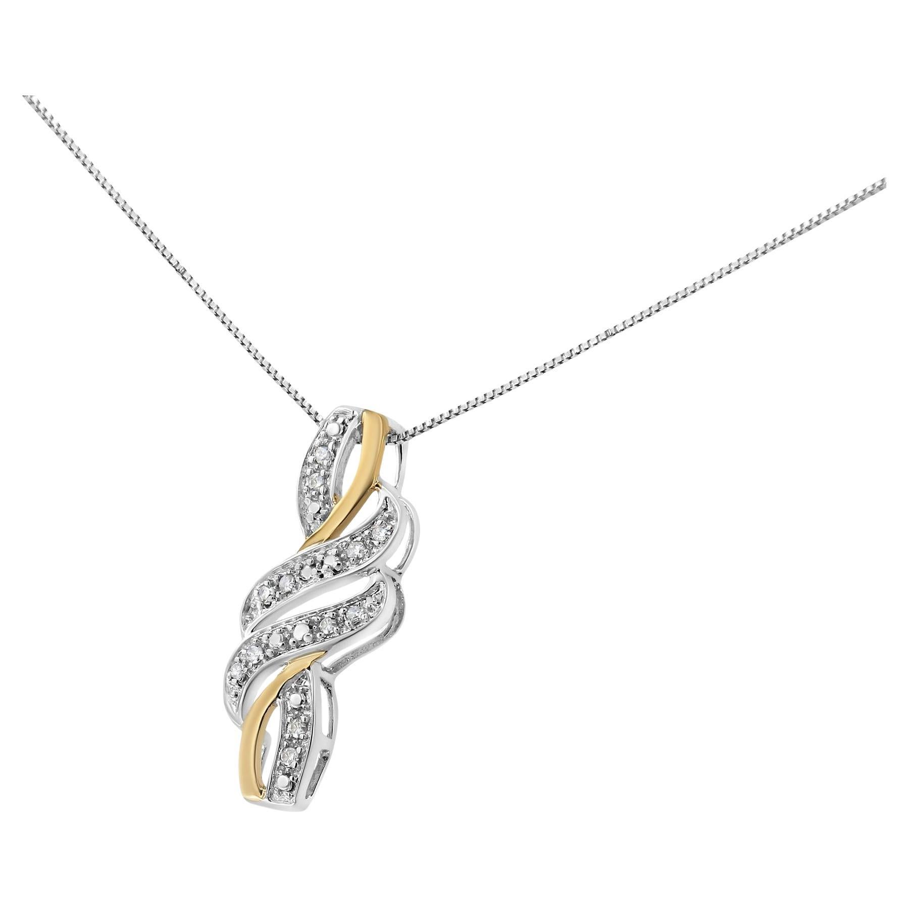 10K Yellow Gold Plated .925 Sterling Silver 1/20 Carat Diamond Pendant Necklace