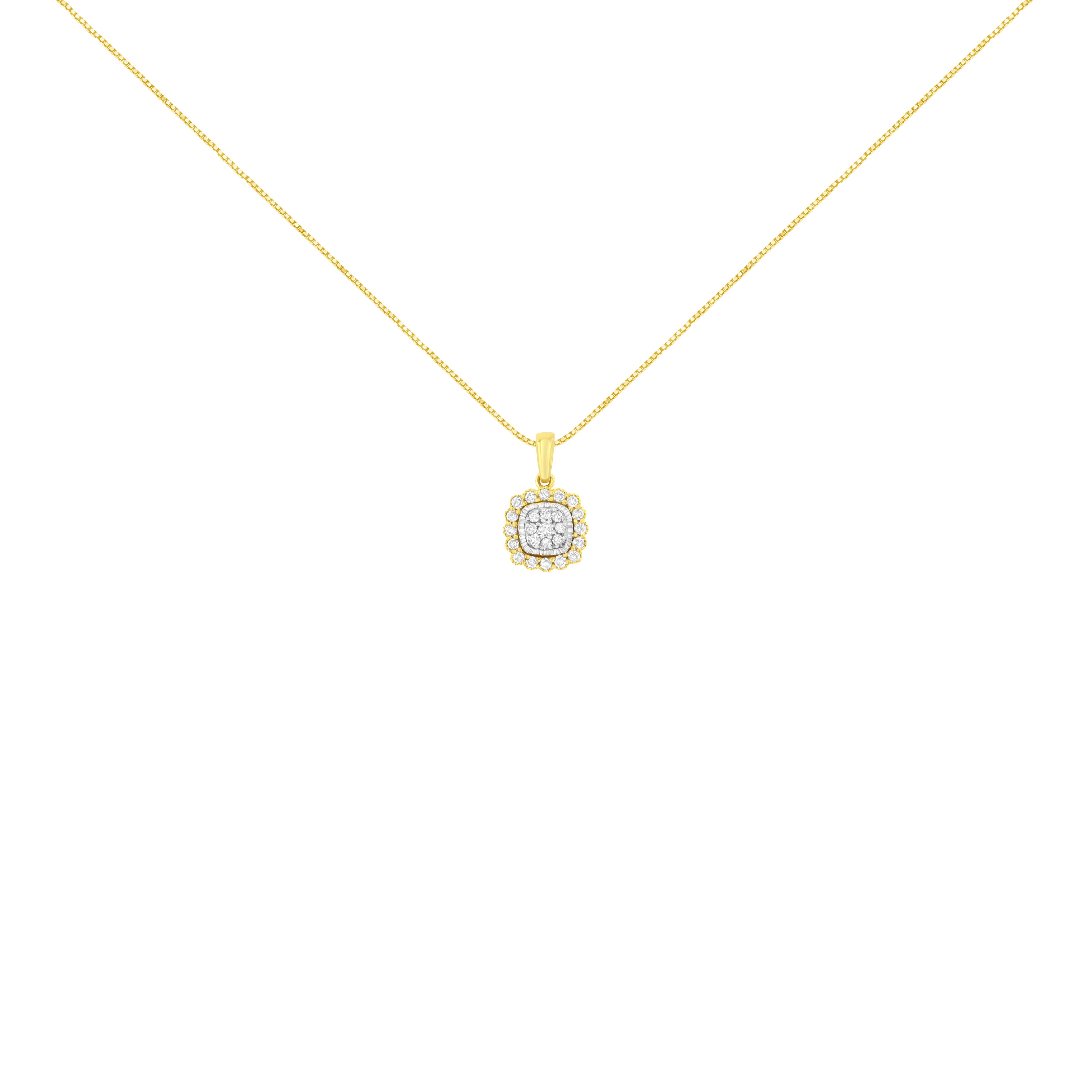 Minimalism is the latest fashion! Sparkle in the glory of stunning natural diamonds embedded in this .925 sterling silver necklace flash plated with 10K yellow gold. This 18