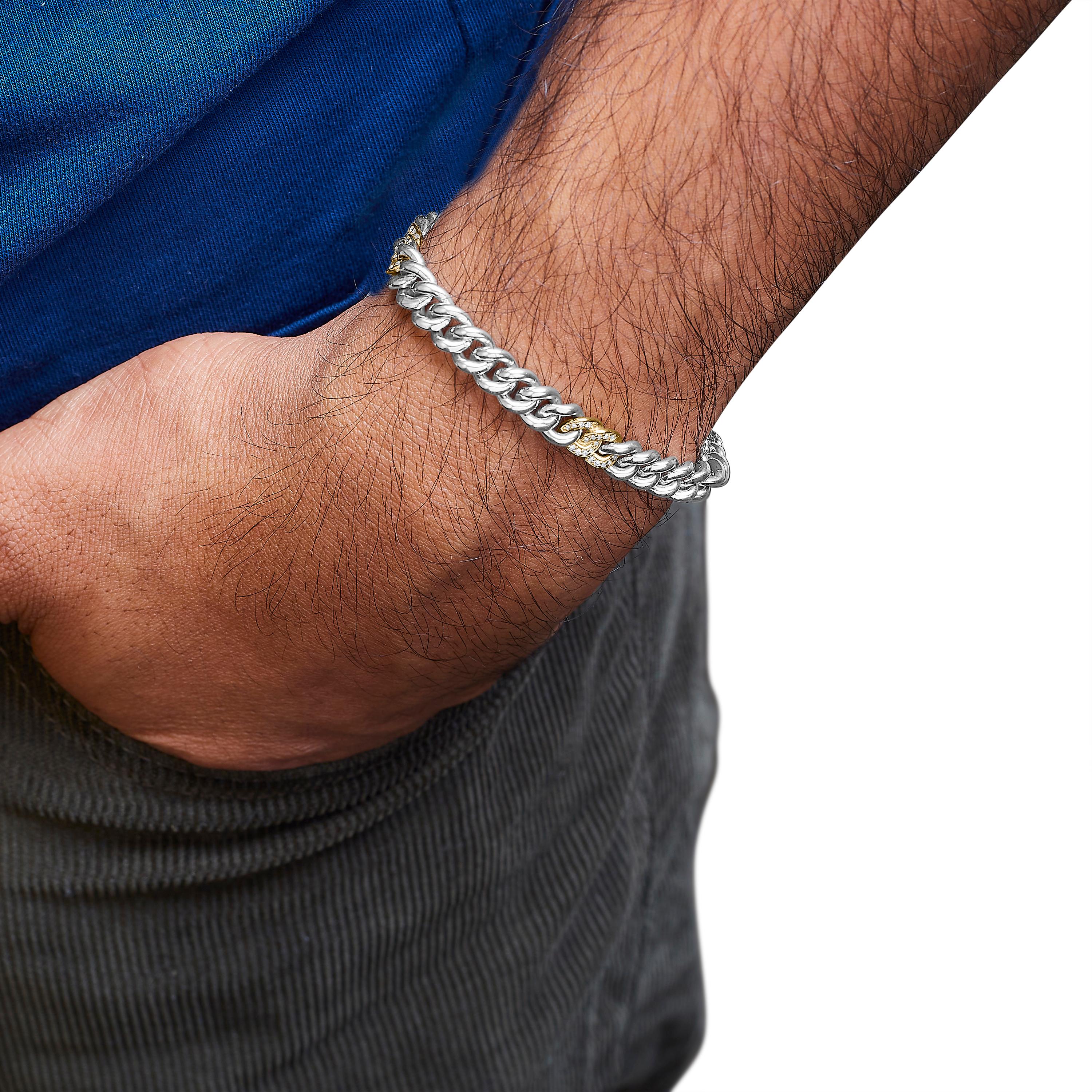 10K Gelbgold vergoldet .925 Sterlingsilber 1/5 Cttw Diamant-Kettenarmband für Damen oder Herren