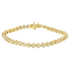 Pulsera de eslabones corazón de plata de ley .925 bañada en oro amarillo de 10 quilates y 1,0 qt de diamantes