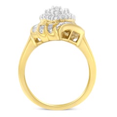 10K Yellow Gold Plated .925 Sterling Silver 3/4 Cttw Diamond Cocktail Ring