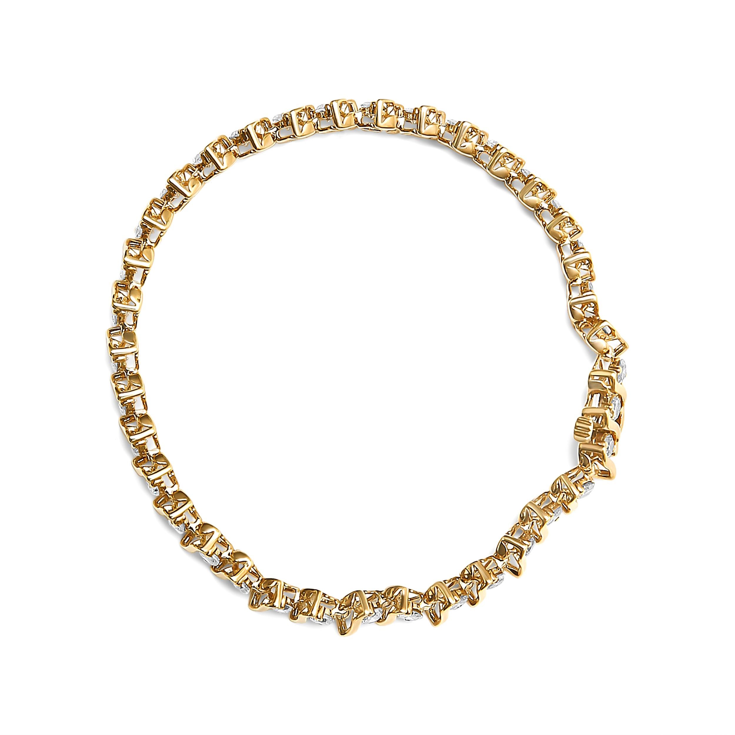 10K Gelbgold vergoldetes S- Gliederarmband aus Sterlingsilber mit 5.0 Karat Diamanten (Moderne)
