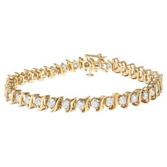 Bracelet à maillons en forme de S en or jaune 10 carats plaqué argent sterling et diamants de 5,0 carats