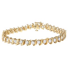 10K Yellow Gold Plated .925 Sterling Silver 5.0 Carat Diamond S-Link Bracelet