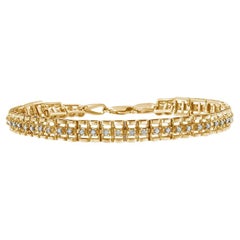 10K Yellow Gold Plated Silver 1/2 Cttw Diamond Double-Link Tennis Bracelet