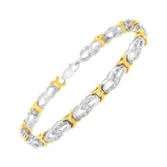 10K Yellow Gold Plated Silver 1/4 cttw Diamond Infinity and X Link Bracelet
