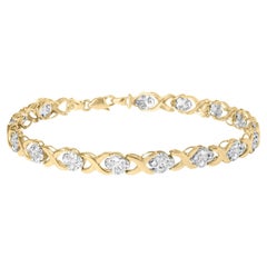 Bracelet tennis à maillons en argent plaqué jaune 10 carats avec diamants de 1,0 carat poids total