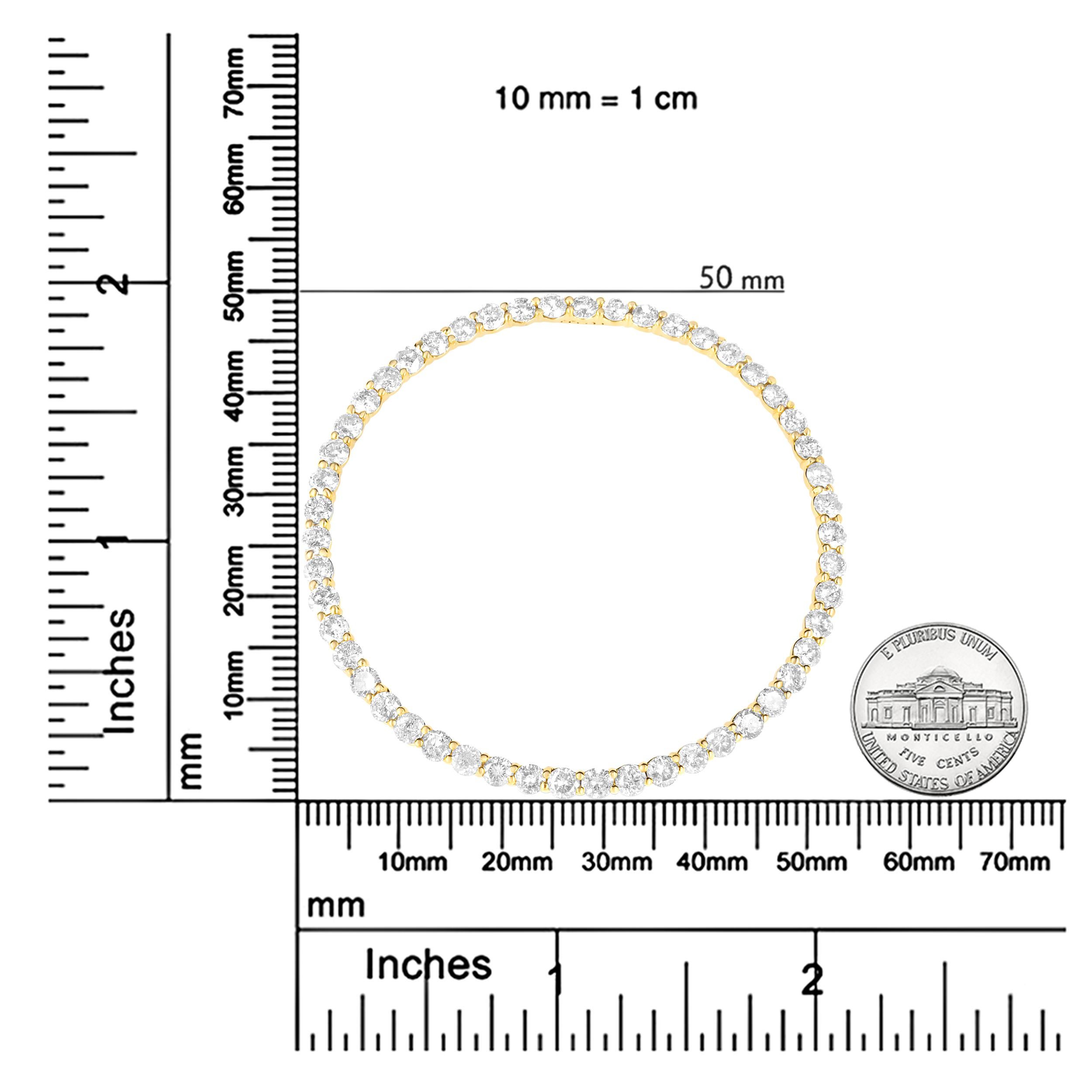 10K Yellow Gold Plated Silver 4.0 Cttw Diamond Circle Hoop Pendant Necklace For Sale 1