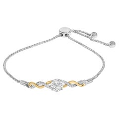 10K Yellow Gold Plated Silver Created White Sapphire Twist Bolo Bracelet