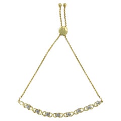 10k Yellow Gold Plated Sterling Silver 1/10 Carat Real Diamond Link Bracelet