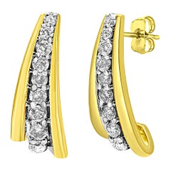 Huggie-Ohrstecker, 10 Karat Gelbgold versilbert Sterlingsilber 1/2 Karat Diamant