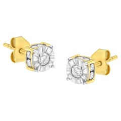 10K Yellow Gold Plated Sterling Silver 1/2 Cttw Miracle Set Diamond Stud Earring