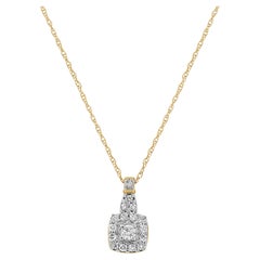 10K Yellow Gold Plated Sterling Silver 1/4 Carat Diamond Square Pendant Necklace