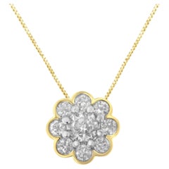 Collar Colgante Racimo de Diamantes 1/4 cttw en Plata de Ley Chapada en Oro Amarillo de 10K