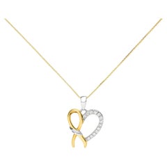 Collier en or jaune 10 carats plaqué argent sterling avec diamants 1/5 carat