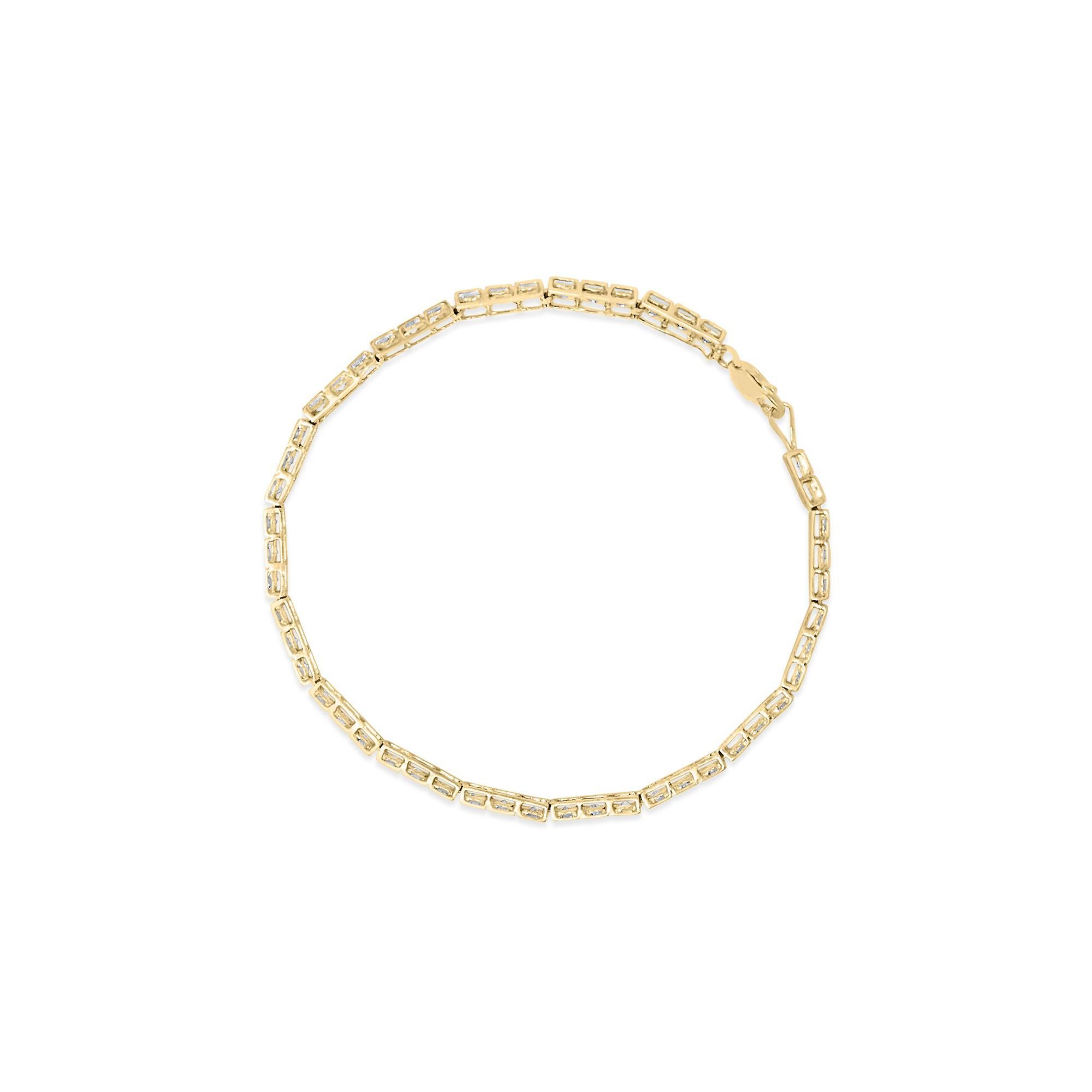 Moderno Bracciale a maglie quadrate in argento 925 placcato oro giallo 10K con diamante reale da 1 carato