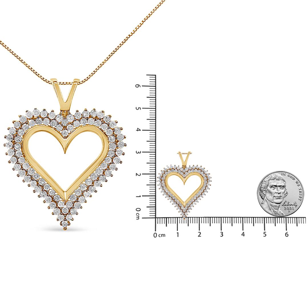 Women's 10k Yellow Gold Plated Sterling Silver 1.0 Carat Diamond Heart Pendant Necklace For Sale