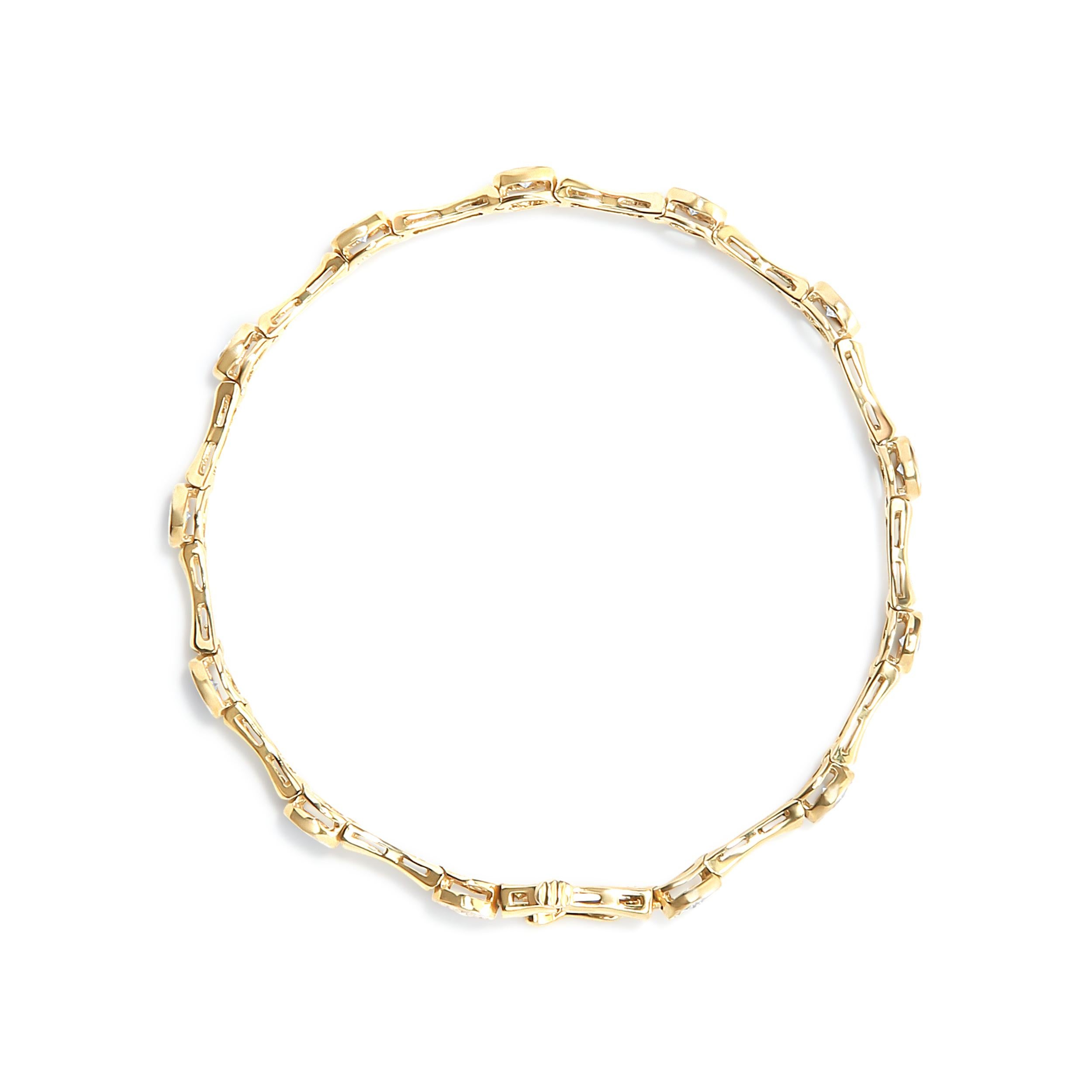 Moderne Bracelet à maillons en argent sterling plaqué or jaune 10 carats avec diamants de 1,0 carat en vente
