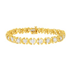 10K Yellow Gold Plated Sterling Silver 2.00 Carat Diamond "XOXO" Link Bracelet