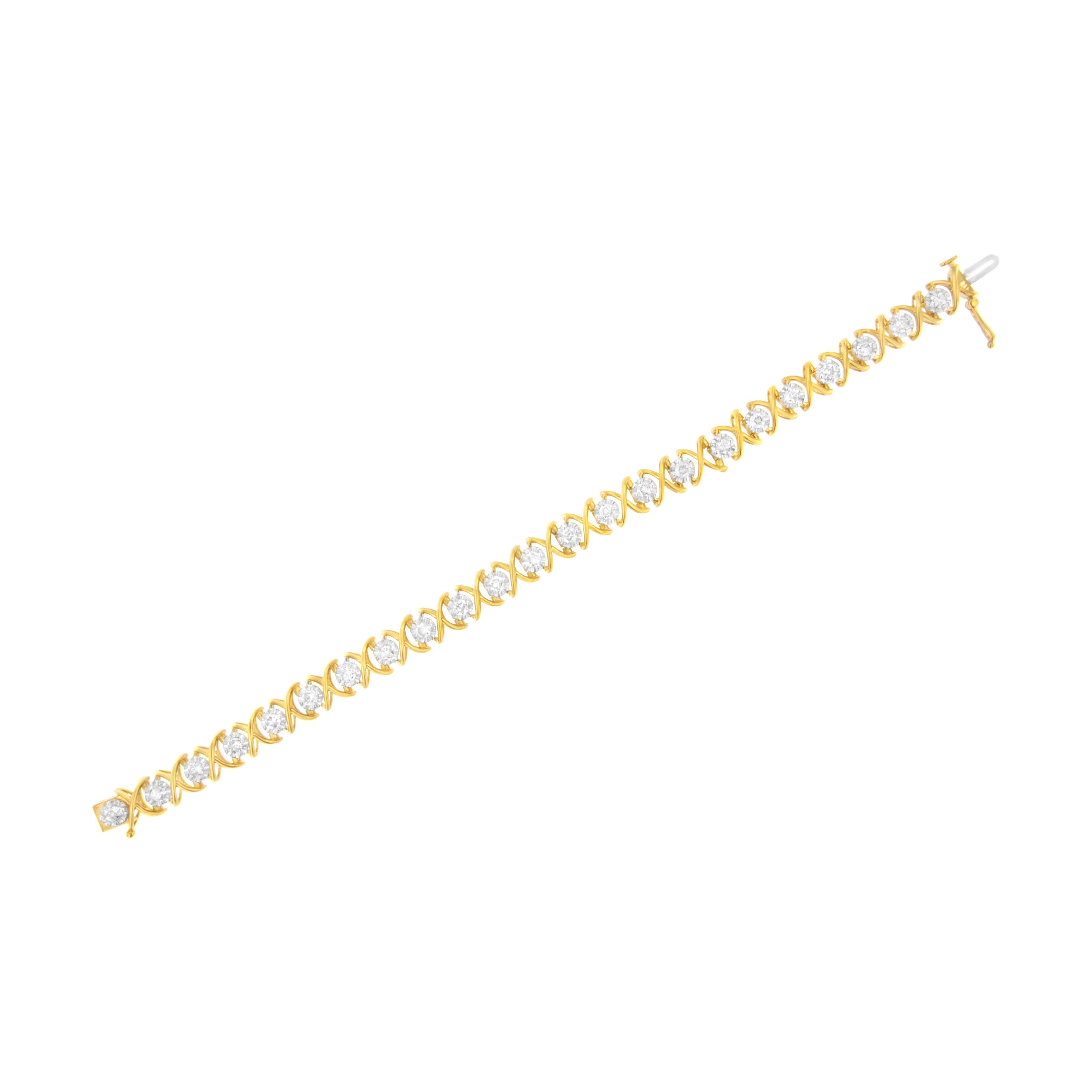 Bracelet à maillons XOXO en or jaune 10 carats plaqué argent sterling et diamants de 2,00 carats Pour femmes en vente