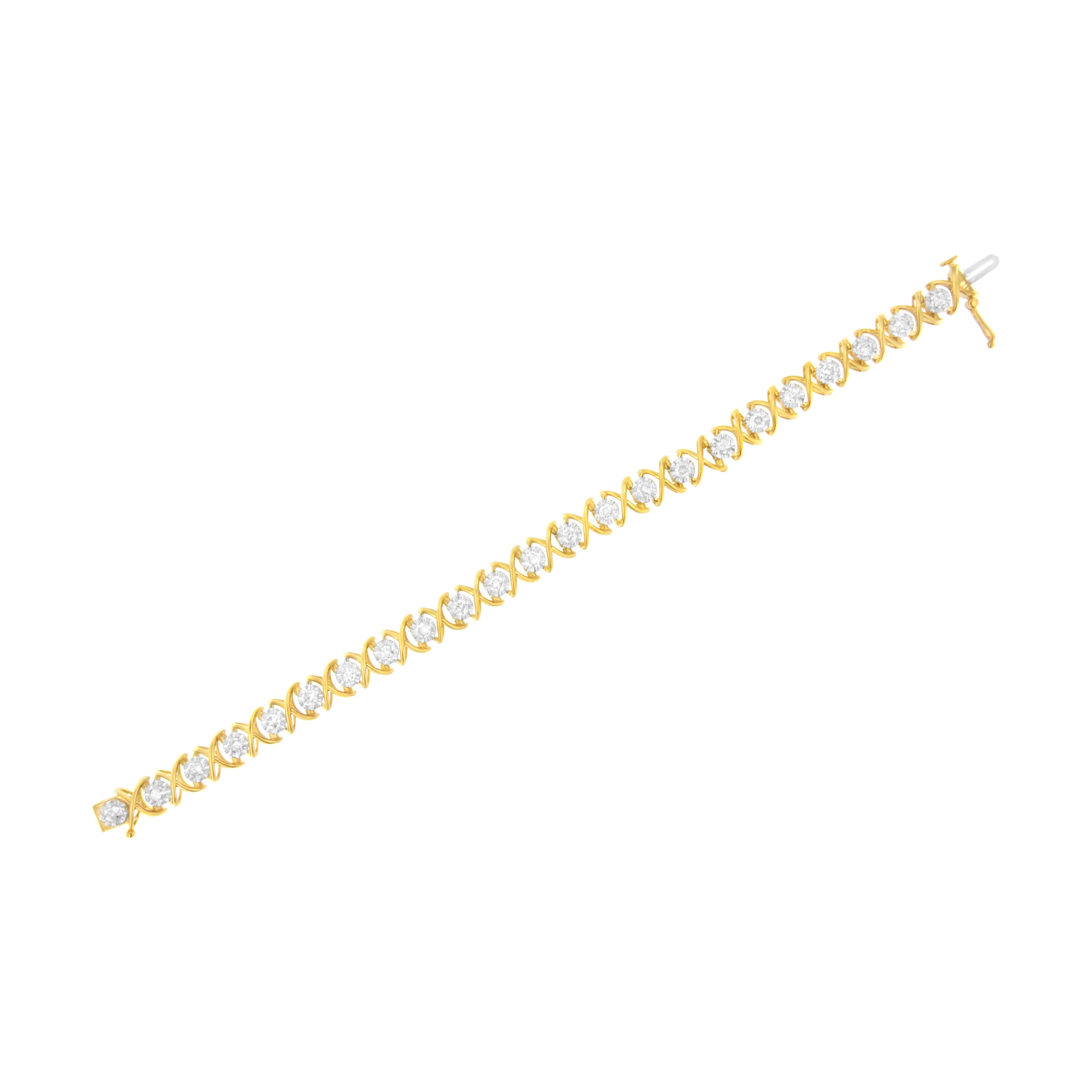 Bracelet à maillons « XOXO » en or jaune 10 carats plaqué argent sterling et diamants de 2,00 carats Pour femmes en vente