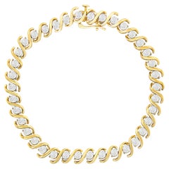 Bracelet en or jaune 10 carats et argent sterling plaqué avec diamants taille ronde de 0,5 carat